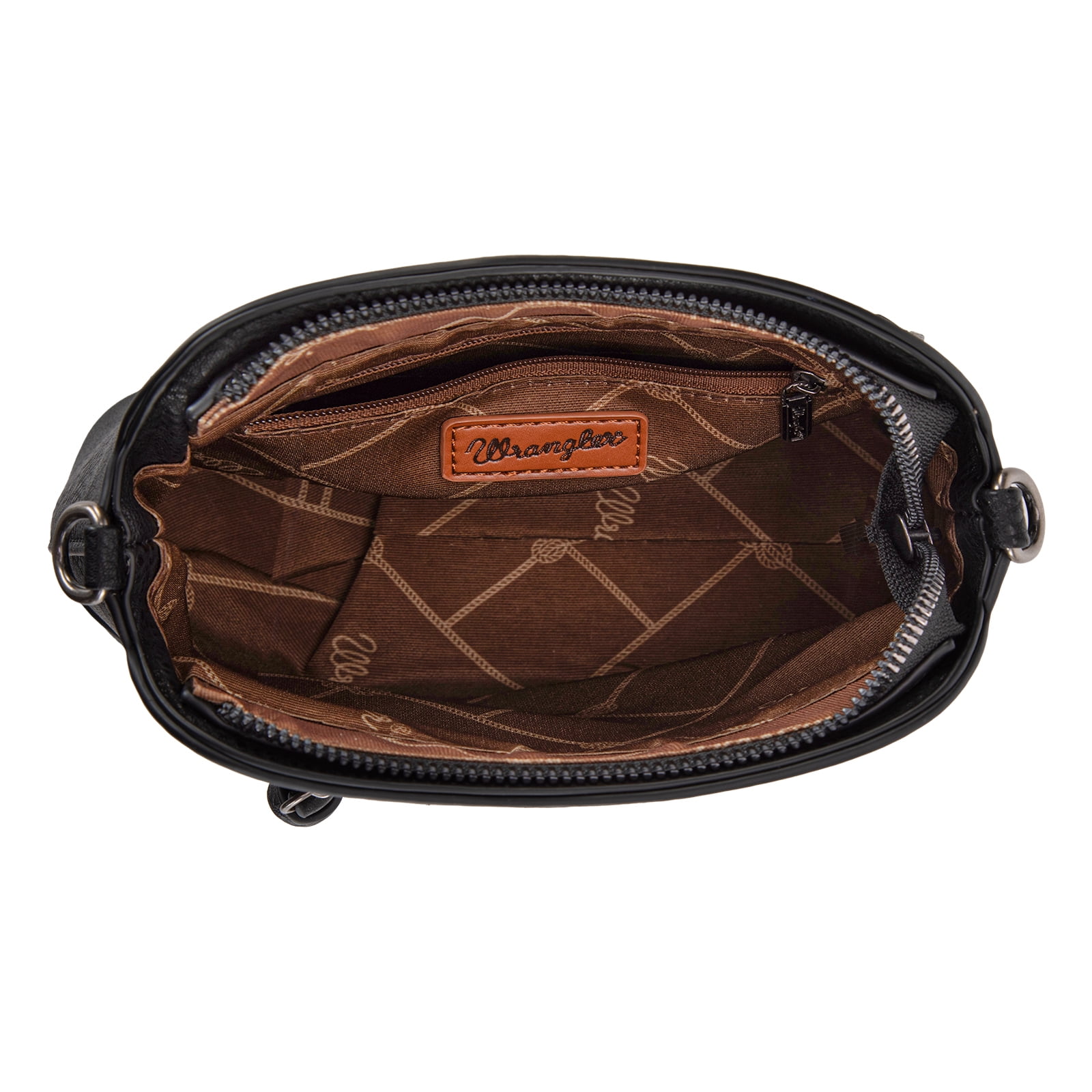 Wrangler Small Crossbody Bags for Women Shoulder Cute Purses and Handbags with Adjustable Strap, Cow-Black