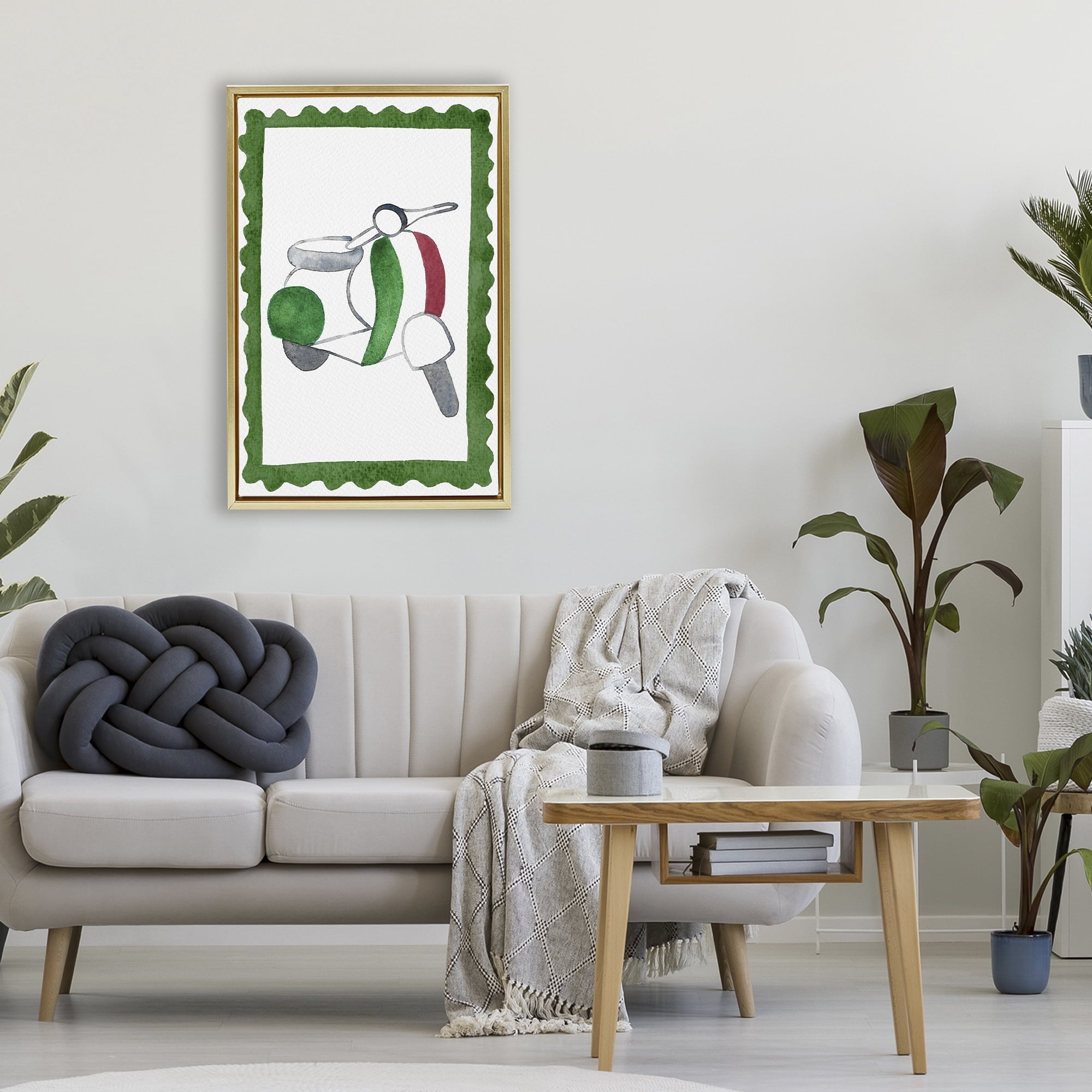 Stupell Industries Italian Motor Scooter Gold Framed Floater Canvas Wall Art, design by Camila Juncos
