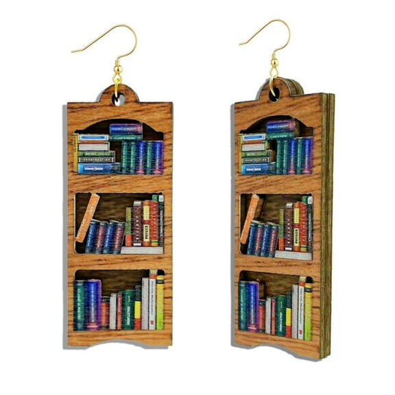 Wooden Book Earrings Teacher Earrings , teacher accessories women, Handmade Book Club Readers Reading Gifts Presents, Pendant earrings