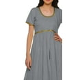 thumbnail image 5 of Moomaya Short Sleeve Kurta Solid Women Summer Dresses Long Kurti Ethnic Dress, 5 of 6