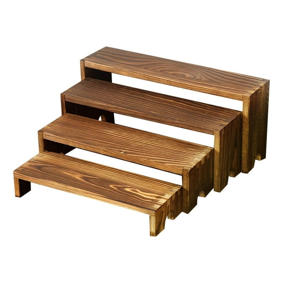 4 soportes de exhibición de madera rústicos para hombres y mujeres, organizador de perfumes, soporte de postres para tocador y sala de estar.