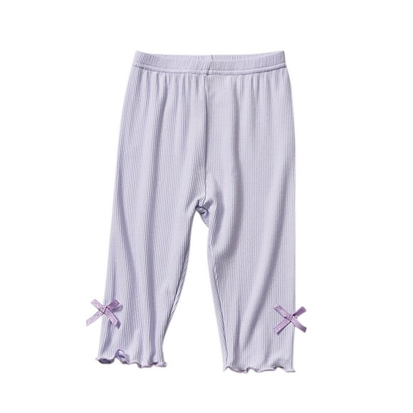 Odeerbi 2-12 Años Niñas Modal Leggings Stretchy Tights Pantalones Color Sólido Suave Elástico Bow Tie Pantyhose