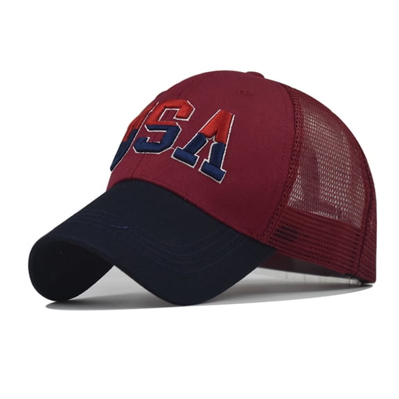 Baseball Cap Unisex Summer USA Letter Embroidery Breathable Mesh Side Adjustable Fit Baseball Caps Hat Visors 4th of July Accessories