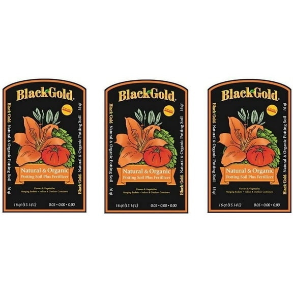 Black Gold 1302040 16-Quart All Organic Potting Soil bejwWQo, 16 quart bag, 3 bags