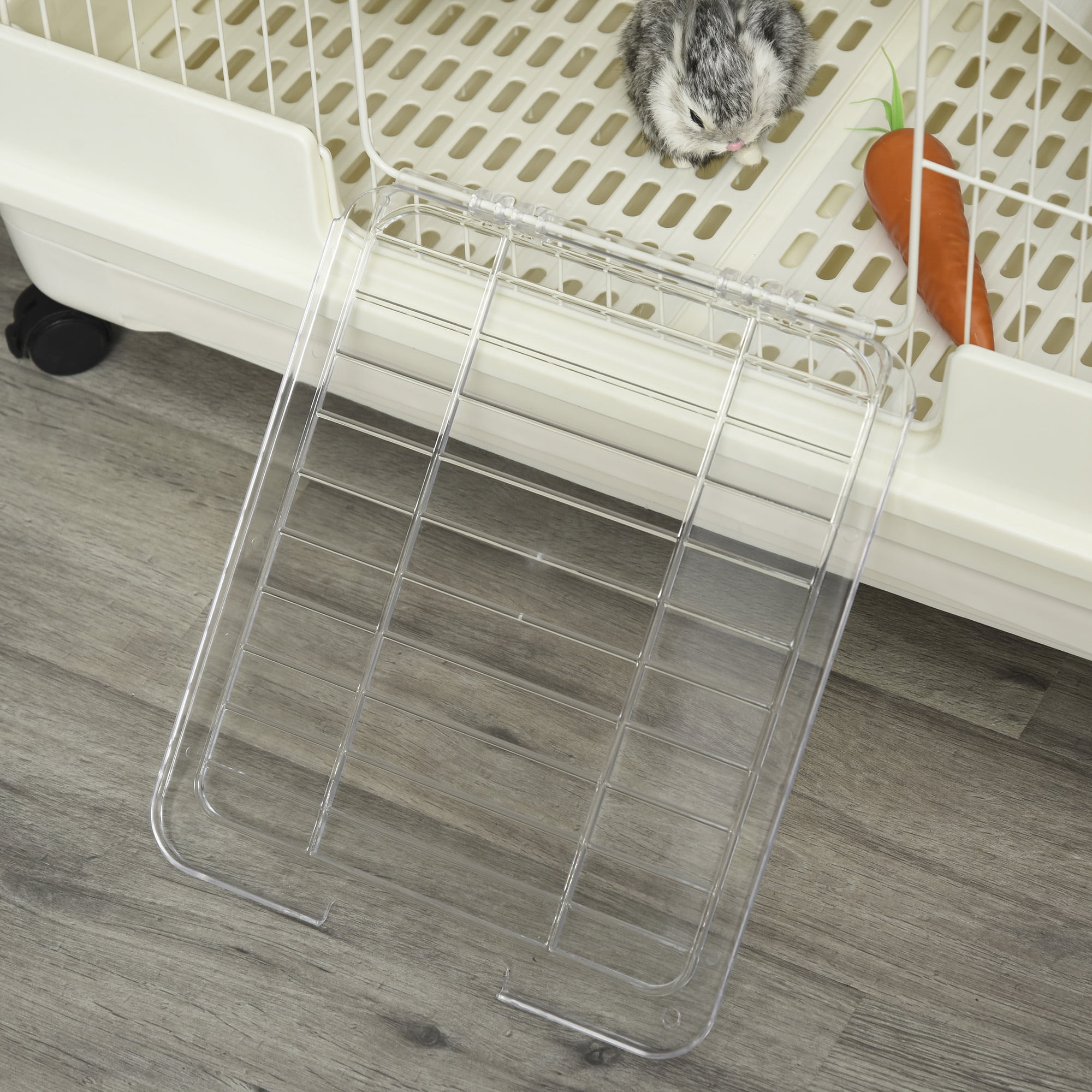 Pawhut Small Animal Habitat Cage with Wheels, White