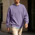 thumbnail image 6 of Mens Sweatshirts Cotton Fleece Crewneck Long Sleeve Casual Fall Winter Plain Pullover Tops for Big and Tall (M, Purple), 6 of 7