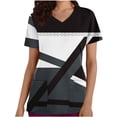 thumbnail image 2 of FcBaudy Hauts pour Femmes, Blouses & Chemises à Manches Courtes Col en V Mode Décontractée Robe d'Infirmière à Manches Courtes avec Poche en polyester, 2 of 5
