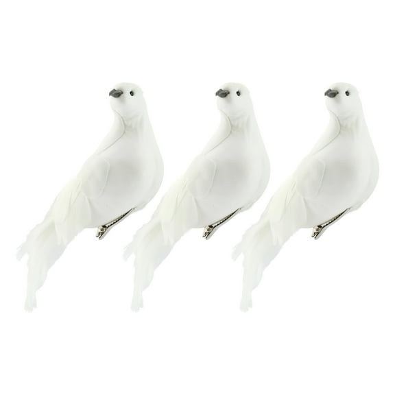 Darware Large White Doves (Set of 3); 8-Inch Long Artificial Doves Figures, Christmas and Wedding Decorations/Large Ornaments