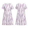 thumbnail image 3 of Bixox Robe d'Été à Manches Courtes pour Femmes Robe Ample Longueur Genou avec Poches-Fleurs Lavande, 3 of 7
