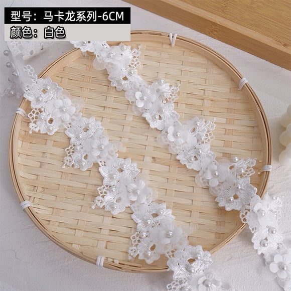 XmhyTop-A Aplique de encaje de poliéster de 1 yarda, cinta de encaje para coser en vestidos de novia, manualidades de bricolaje, decoración del hogar, blanco