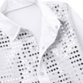 thumbnail image 5 of Yruioon Kids Boys Glittery Sequined Hip Hop Jazz Dance Shirts Performance Costume Spread Collar Tops White 12-14, 5 of 6