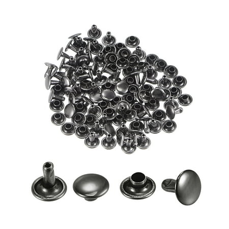 

50 Sets Leather Rivets Dim Gray 8mm Double Cap Brass Rivet Studs