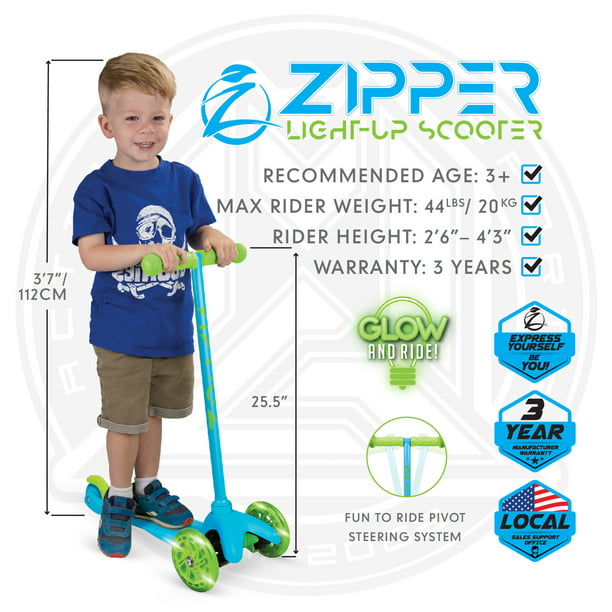 Madd Gear Zipper 3-Wheeled Scooter - Blue