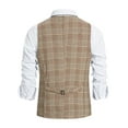 thumbnail image 3 of Gvmfive Men Check Print V Neck Single-Breasted Slim Fit Fashion Suit Vest, 3 of 4