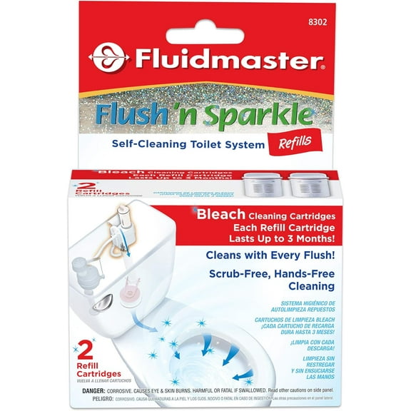 8302P8 Flush 'n Sparkle Automatic Toilet Bowl Cleaning System Refills, Bleach 2-Pack
