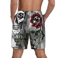thumbnail image 3 of Kdxio Skulls Roses Print Men'S Swim Trunks With Compression Liner 7 Inch Inseam Quick Dry Swim Shorts, 3 of 7