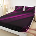 thumbnail image 3 of Feelyou Fuchsia Striped Geometric Twin Sheet Sets, Futuristic Abstract Twin Fitted Sheet, Teen Child Kid Adult Flat Sheet, Super Cozy Room Decor, 3 Pieces, 3 of 7