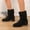 Black, variant on IEMIEMIEM Women's Faux Suede Ankle Boots Low Block Heel Round Toe Pull On Casual Slouch Fall Winter Mid Calf Booties Khaki 6.5 Wide
