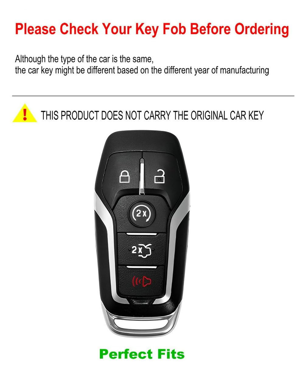 Key Fob Cover for Ford key Case Protector Metal Keychain Compatible for Mustang Explorer F150 Fusion Edge Lincoln MKZ MKC Key Holder