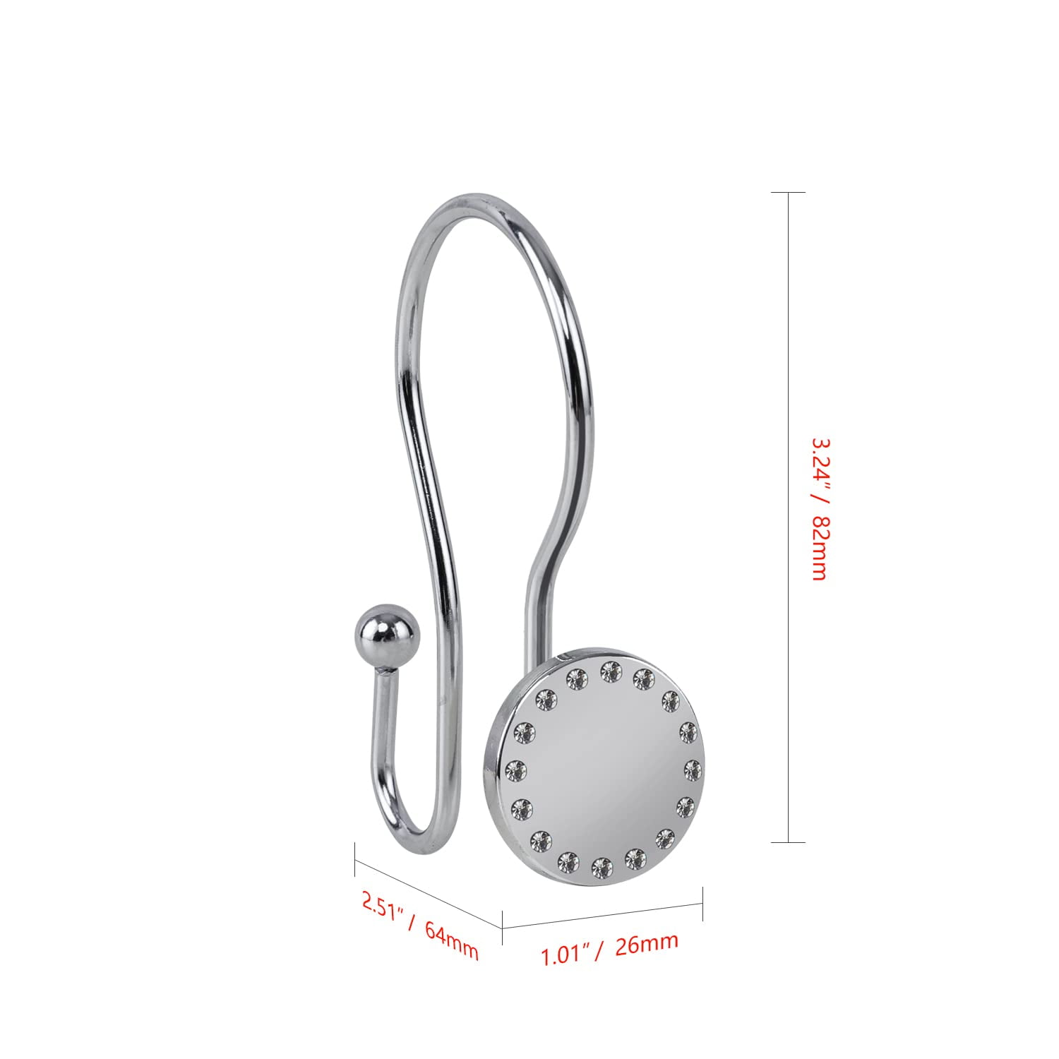 Utopia Alley Shower Rings, Double Shower Curtain Hooks for Bathroom, Rust Resistant Shower Curtain Hooks Rings, Set of 12, Chrome