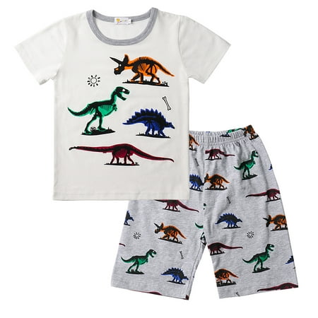 Little hand Boys Summer Pajamas Short Sleeve Sets Pyjamas Dinosaur ...