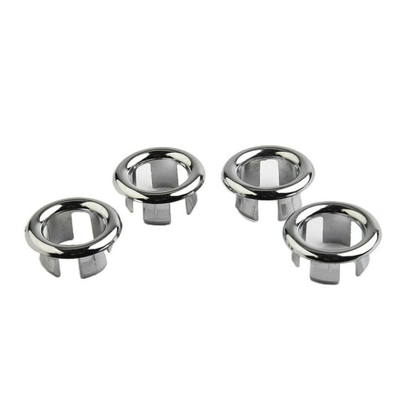 4Pcs Abs Bathroom Kitchen Basin Sink Overflow Covering Rings Insert Replacements Chrome Hole Round Drain Cap Basin Accessory Smile Home