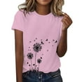 thumbnail image 2 of WCJM Fast Sister Women's Cotton Short Sleeve T-Shirt Casual Tunics Tops Women's Short Sleeve T-Shirt Women's Spring Round Neck Dandelion Printed Loose Casual Short Sleeved T Shirt, 2 of 5