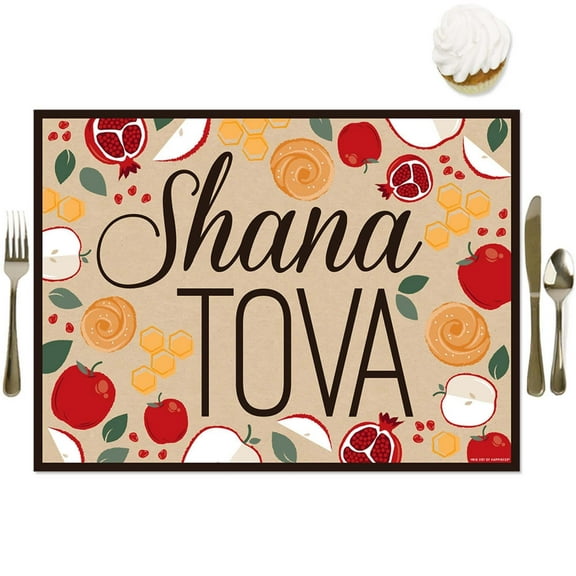 Big Dot of Happiness Rosh Hashanah - Party Table Decorations - New Year Placemats - Set of 16