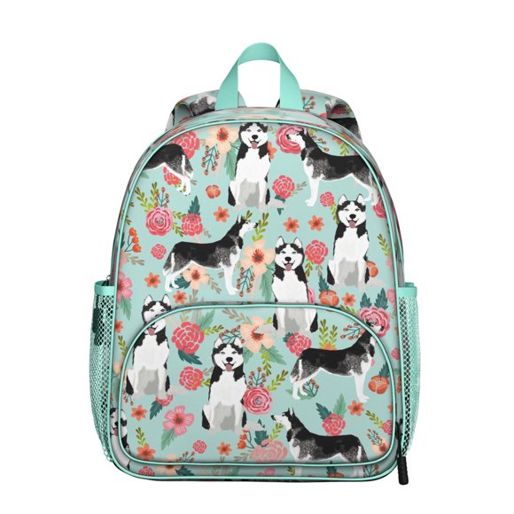 Cadeau pour Amoureux des Chiens Sac à Dos Étudiant – Empreinte de Patte de Chiot Mignonne avec Design de Dessin Animé Os et Queue, Style Aquarelle Artistique pour l'École