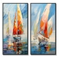 thumbnail image 2 of Designart "Sailboat modern Winds II" Boat Sailing Framed Wall Art Set Of 2 - Multi-Color Transportation Framed Wall Art Set Of 2, 2 of 7
