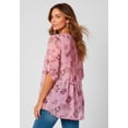 thumbnail image 2 of Roaman's Women's Plus Size Tara Pleated Shirt – Adjustable 3/4 Sleeve Swing Tunic With Notch Collar, 2 of 5