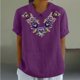 thumbnail image 1 of Fiudx Ofertas Flash Del Día Camiseta Holgada Informal con Estampado para Mujer, Tops de Manga Corta con Cuello de Muñeca, Blusa Bonita y de Lino, 1 of 4