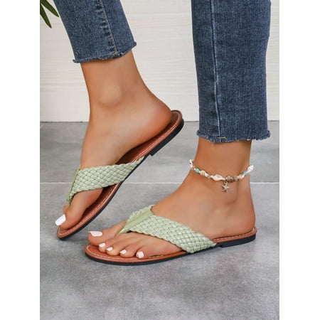 

Ladies‘ Stylish & Casual Flat Slipper With Herringbone Strap For Beach