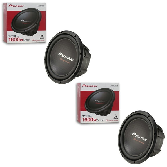 Pioneer TS-A301D4 12" Dual 4 Ohm Car Component Subwoofer, 2 Count