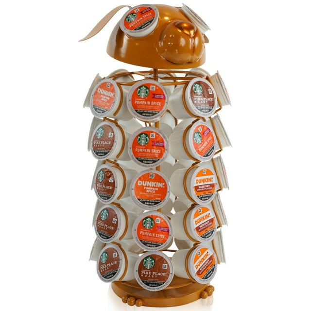 Made Easy Kit Carousel Coffee Pod Holder, Compatible with Keurig K-Pods K-Cups, Countertop Rack Storage Organizer, Metal Home and Kitchen Decor, Capsule Café Station Bar