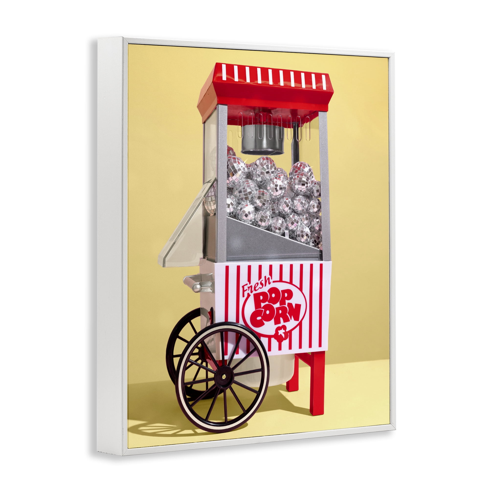 Stupell Industries Disco Popcorn over Yellow White Framed Giclee Art, design by LISH Creative
