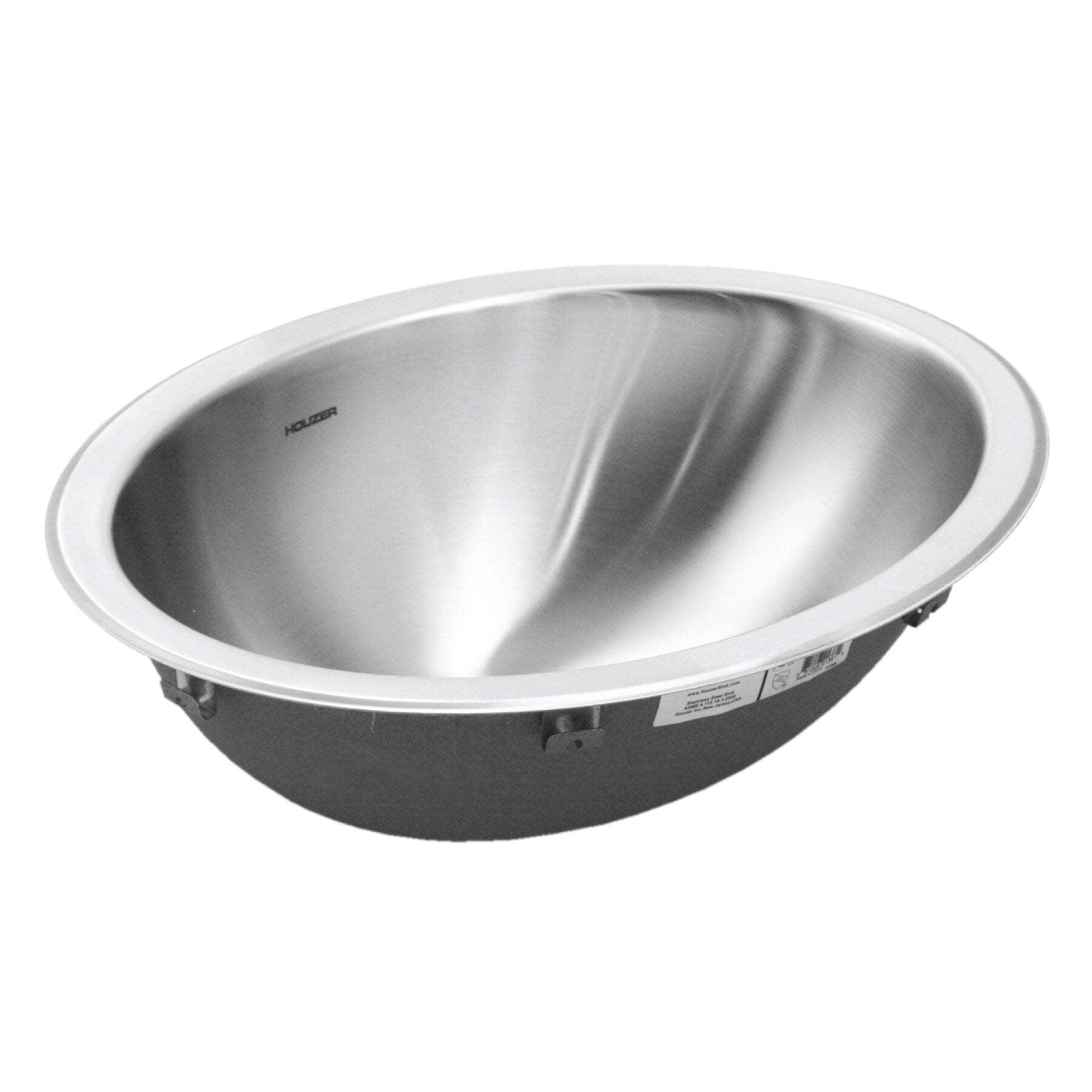 Houzer Opus 18 in Stainless Steel Undermount Single Oval Bowl Bathroom Sink with Overflow Assembly - CHO-1800-1
