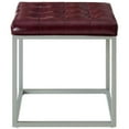 thumbnail image 3 of Posh Living Nolan Tufted Faux Leather Cube Ottoman with Metal Frame in Purple, 3 of 7