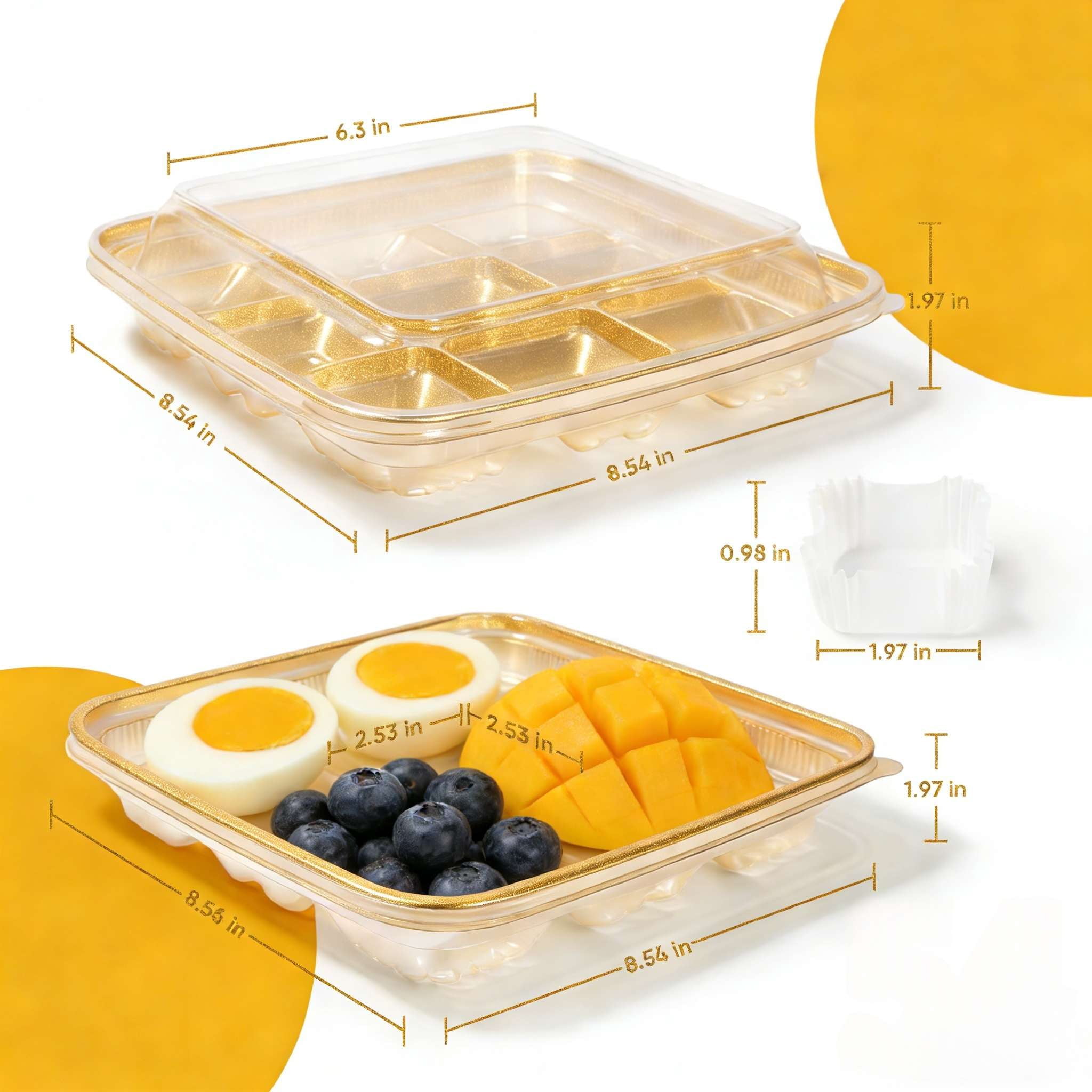54 Eggs Clear Deviled Egg Tray with Lid, Plastic Party Serving Tray with Greaseproof Paper for Deviled Eggs, Sushi & Desserts
