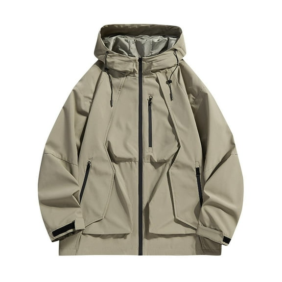 Hvyesh Waterproof Rain Jackets for Men Big and Tall Long Sleeve Hooded Windbreaker Lightweight Outdoor Raincoat Shell Jacket for Hiking Travel