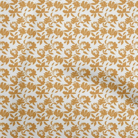 oneOone Velvet White & Yellow Fabric Floral Sewing Craft Projects Fabric Prints By Yard 58 Inch Wide