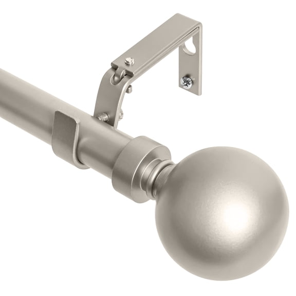 MERIVILLE 1" Single Curtain Rod Set, Adjustable 48-84 Inches, Ball Finials, Pewter