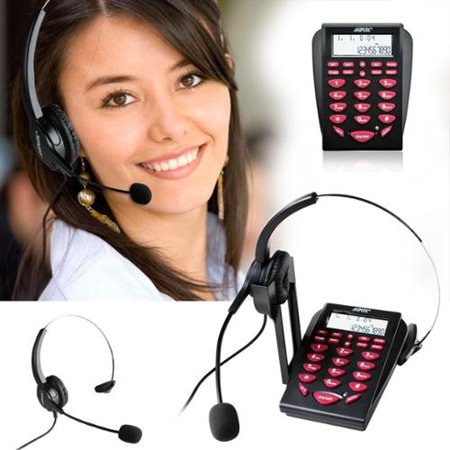 AGPtek Hands-free Call Center Noise Cancellation Corded Monaural Headset Telephone with Backlight Tone Dial Key Pad