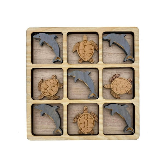 Dolphin and Turtle Tic Tac Toe Wooden Game Board, Dolphin, Size: One Size, Barry Owen