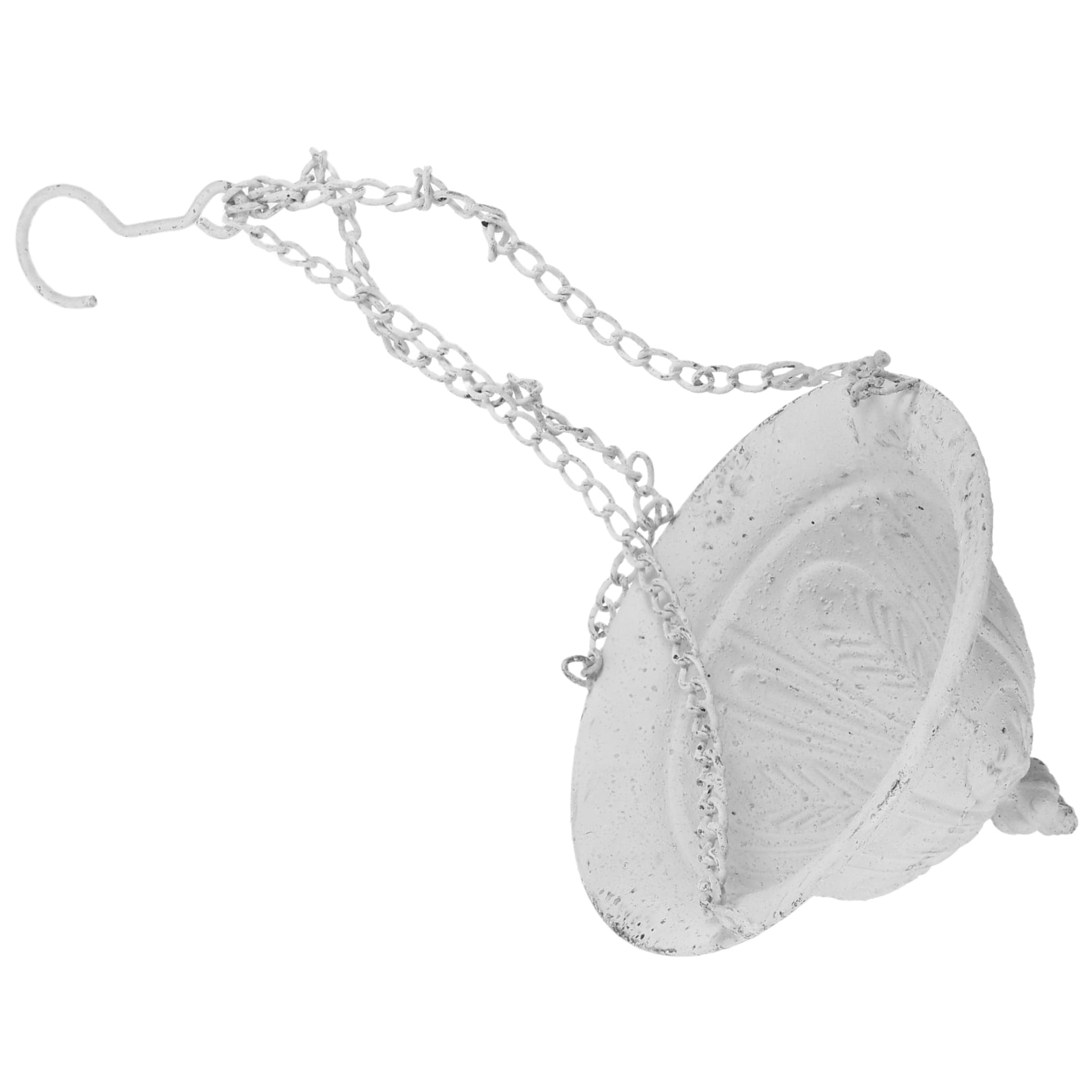 OUNONA White Iron Hanging Planter with Chain, Farmhouse Style Wall Mounted Flower Pot for Indoor Outdoor Decor