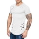 thumbnail image 1 of Camisetas de cuello redondo sueltas de color sólido rasgadas para hombre Camiseta de manga corta curvada ahuecada informal para hombre Yuarrent FS7578-18, 1 of 4