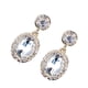 thumbnail image 3 of Pendientes colgantes ovalados de lujo con purpurina y diamantes de imitación para bodas, fiestas, graduaciones, joyas elegantes. Blanco, 3 of 6