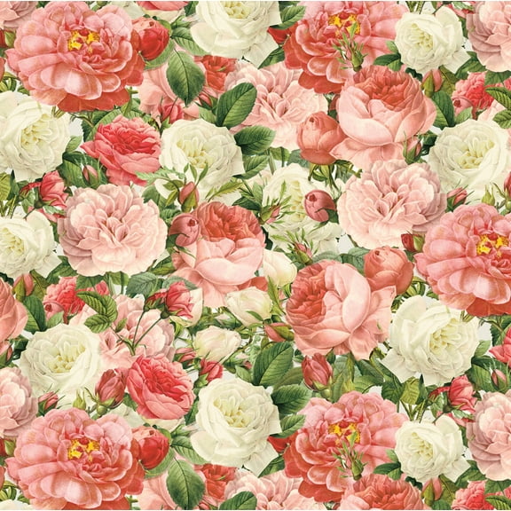 David Textiles Vintage Rose Banquet Multicolor 100% Cotton Sold by The Yard