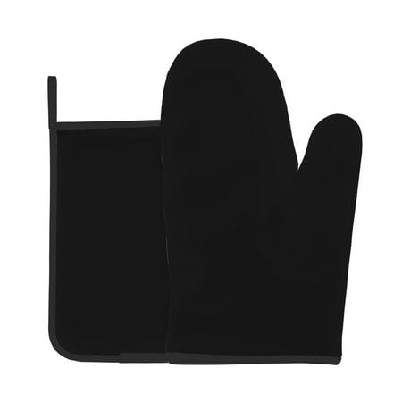 

Tebeau Black Print Oven Mitts and Pan Racks 2-Piece Set Kitchen Oven Mitts and Pan Racks Heat Resistant 500 °F for Baking and Cooking