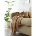 thumbnail image 6 of Contemporary Home Living Beige Soft Rectangular Chenille Polyester Decorative Throw 50" x 60", 6 of 11